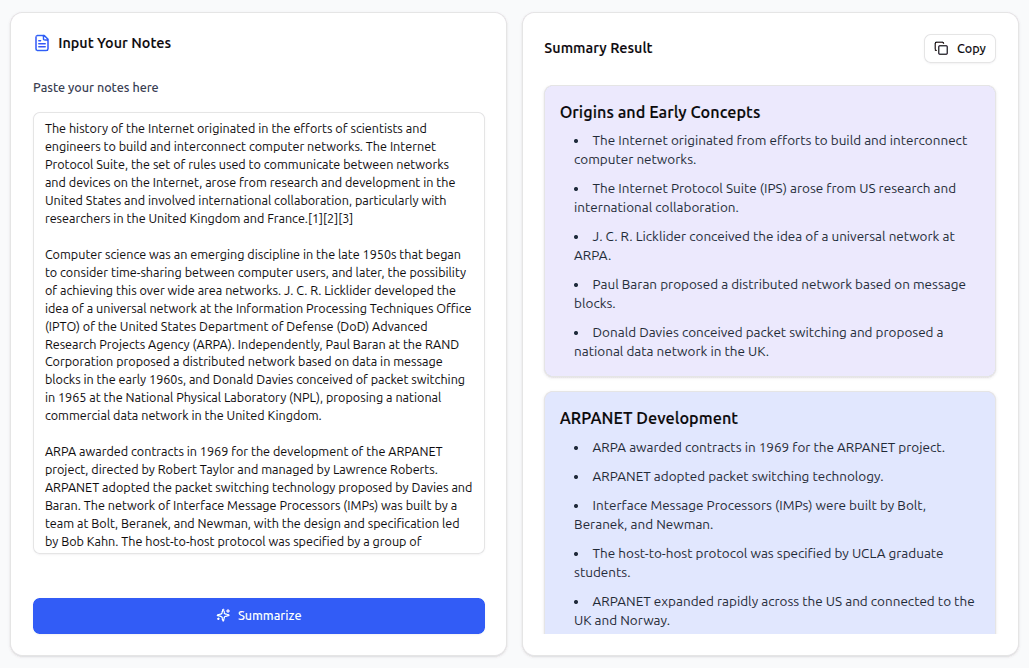 Quick Summarizer Demo